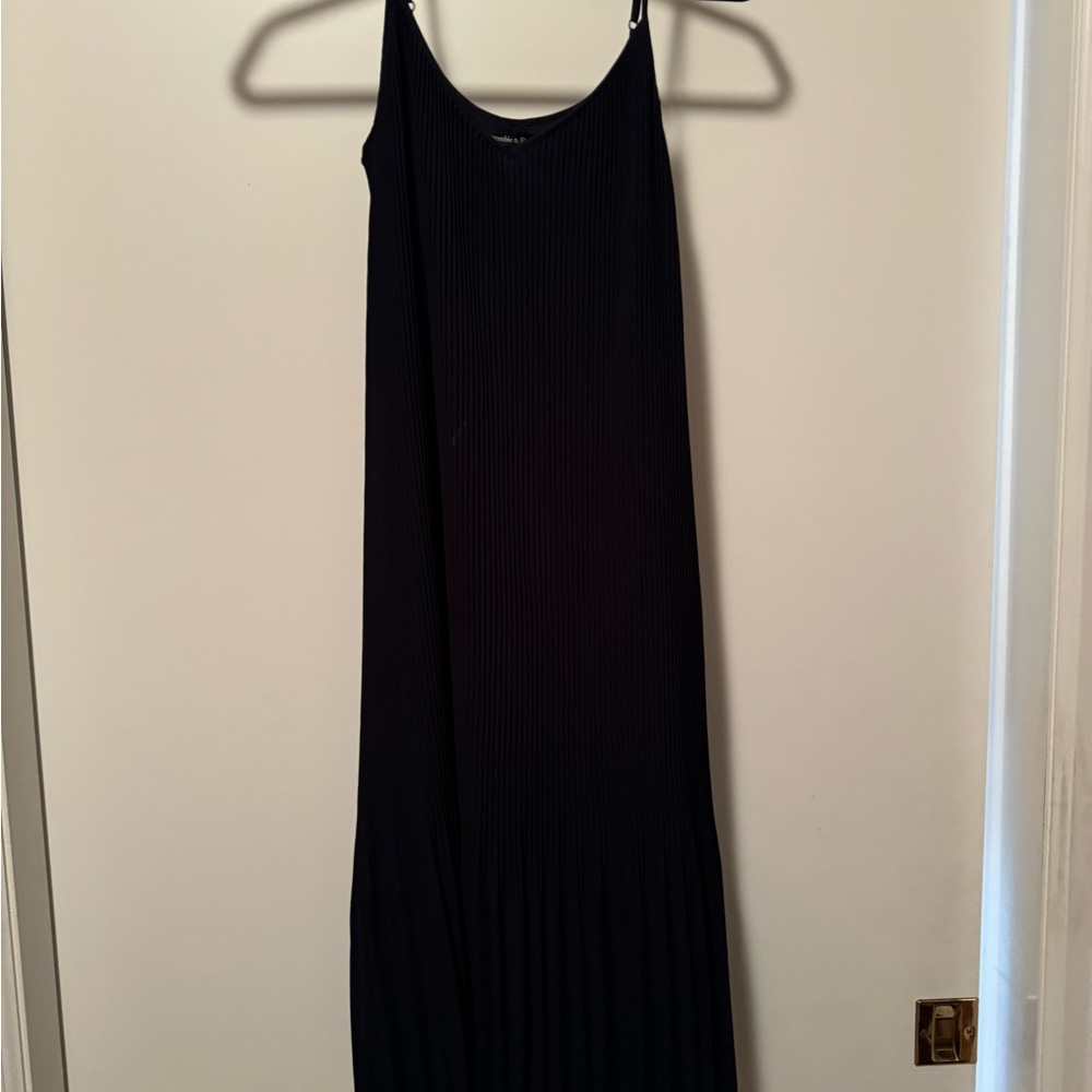 Abercrombie & Fitch Black Slip Midi Dress with Spaghetti Straps for Cocktail